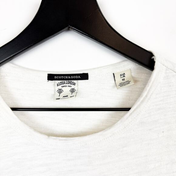 Scotch & Soda Womens Aloha London Britannia Linen Blend Tee Shirt White - M - Picture 3 of 7